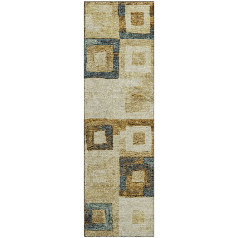 Premium Machine Washable Mayfield AMF1142 Beige 2'3" x 7'6" Runner Rug. Picture 1