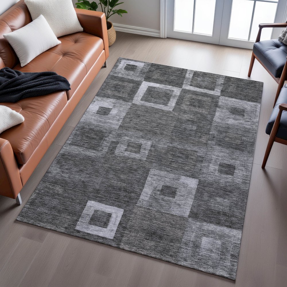 Premium Machine Washable Mayfield AMF1142 Black 2'6" x 3'10" Rug. Picture 6