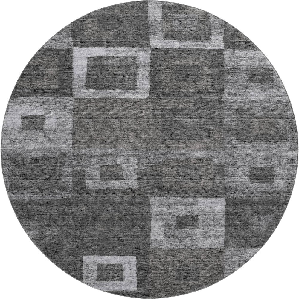 Premium Machine Washable Mayfield AMF1142 Black 8' x 8' Round Rug. Picture 1