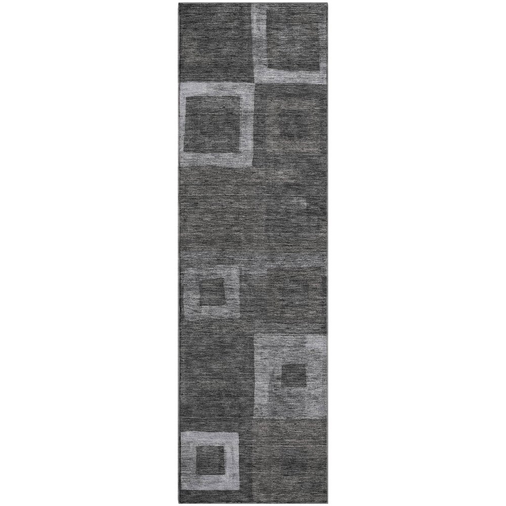 Premium Machine Washable Mayfield AMF1142 Black 2'3" x 7'6" Runner Rug. Picture 1