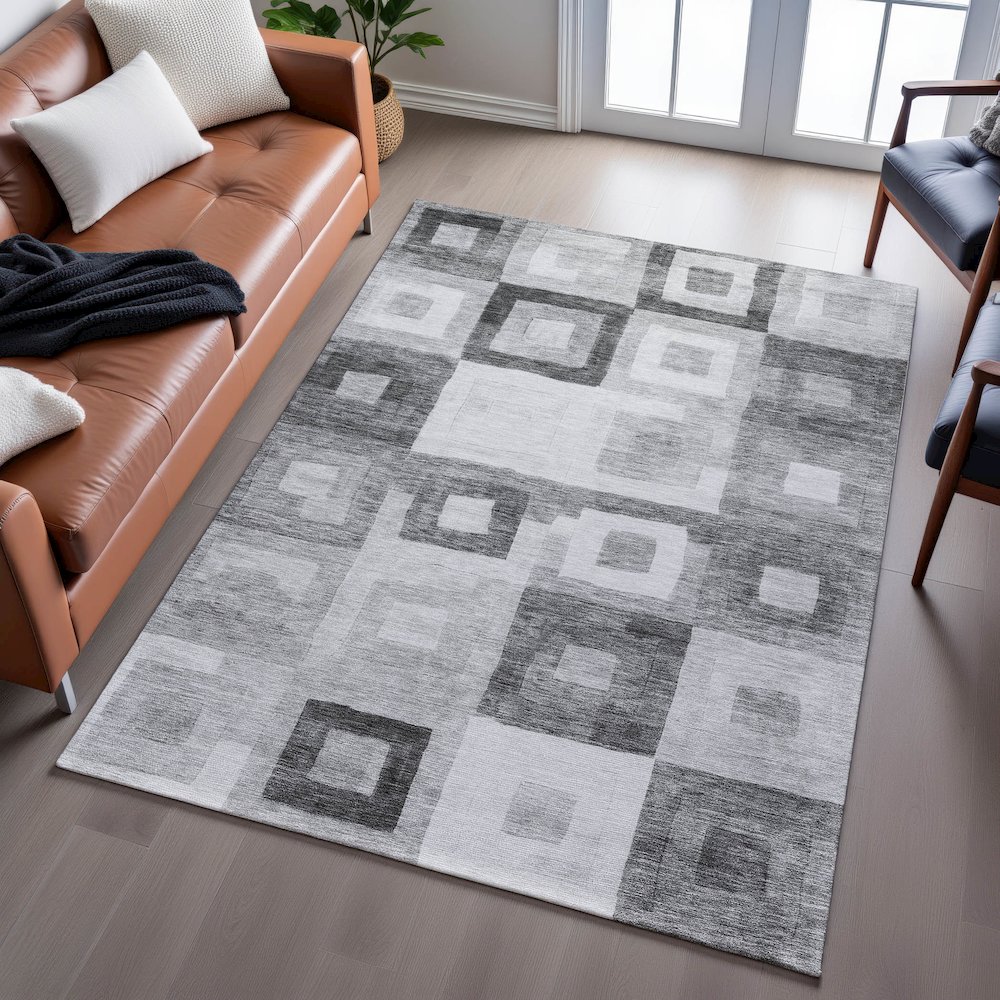 Premium Machine Washable Mayfield AMF1142 Gray 2'6" x 3'10" Rug. Picture 6