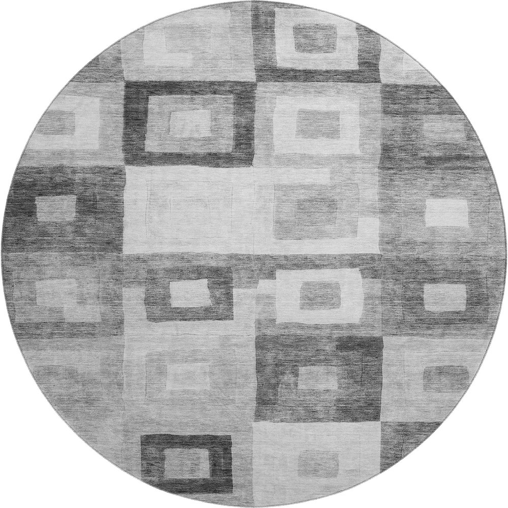 Premium Machine Washable Mayfield AMF1142 Gray 8' x 8' Round Rug. Picture 1