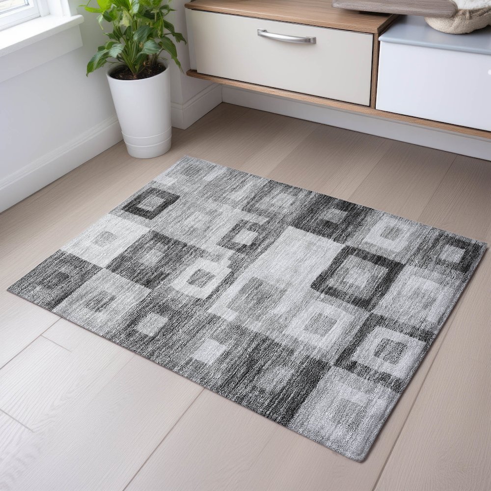 Premium Machine Washable Mayfield AMF1142 Gray 1'8" x 2'6" Rug. Picture 5