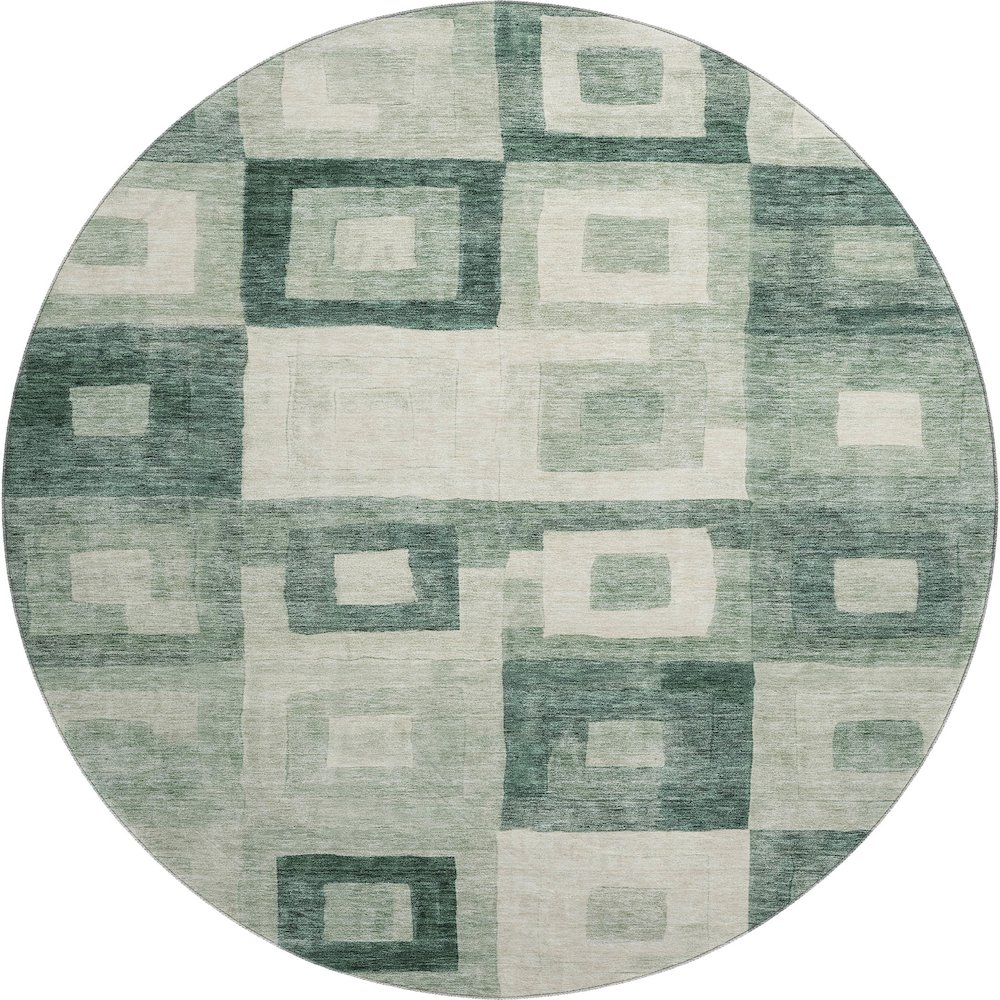 Premium Machine Washable Mayfield AMF1142 Green 8' x 8' Round Rug. Picture 1