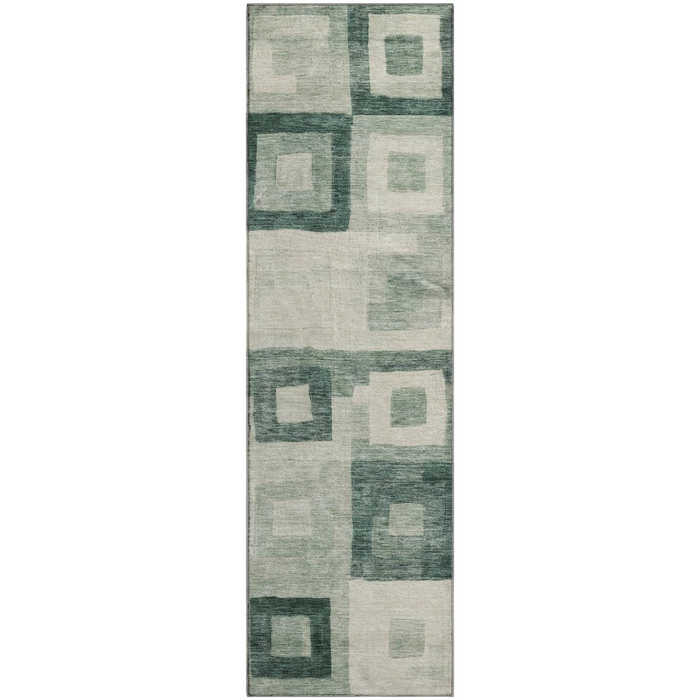 Premium Machine Washable Mayfield AMF1142 Green 2'3" x 7'6" Runner Rug. Picture 1