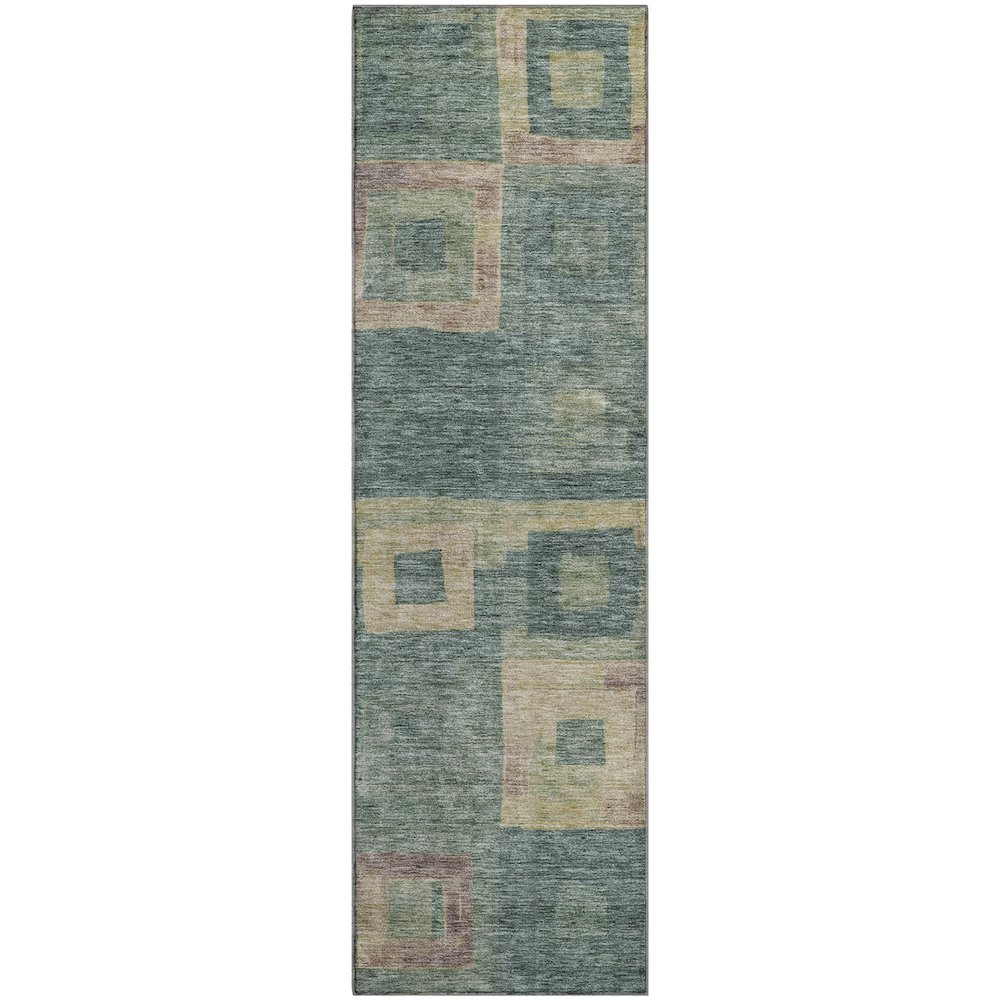 Premium Machine Washable Mayfield AMF1142 Sage 2'3" x 7'6" Runner Rug. Picture 1