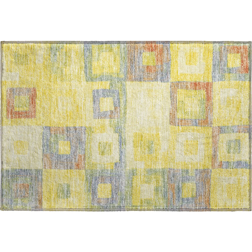 Premium Machine Washable Mayfield AMF1142 Yellow 1'8" x 2'6" Rug. Picture 1