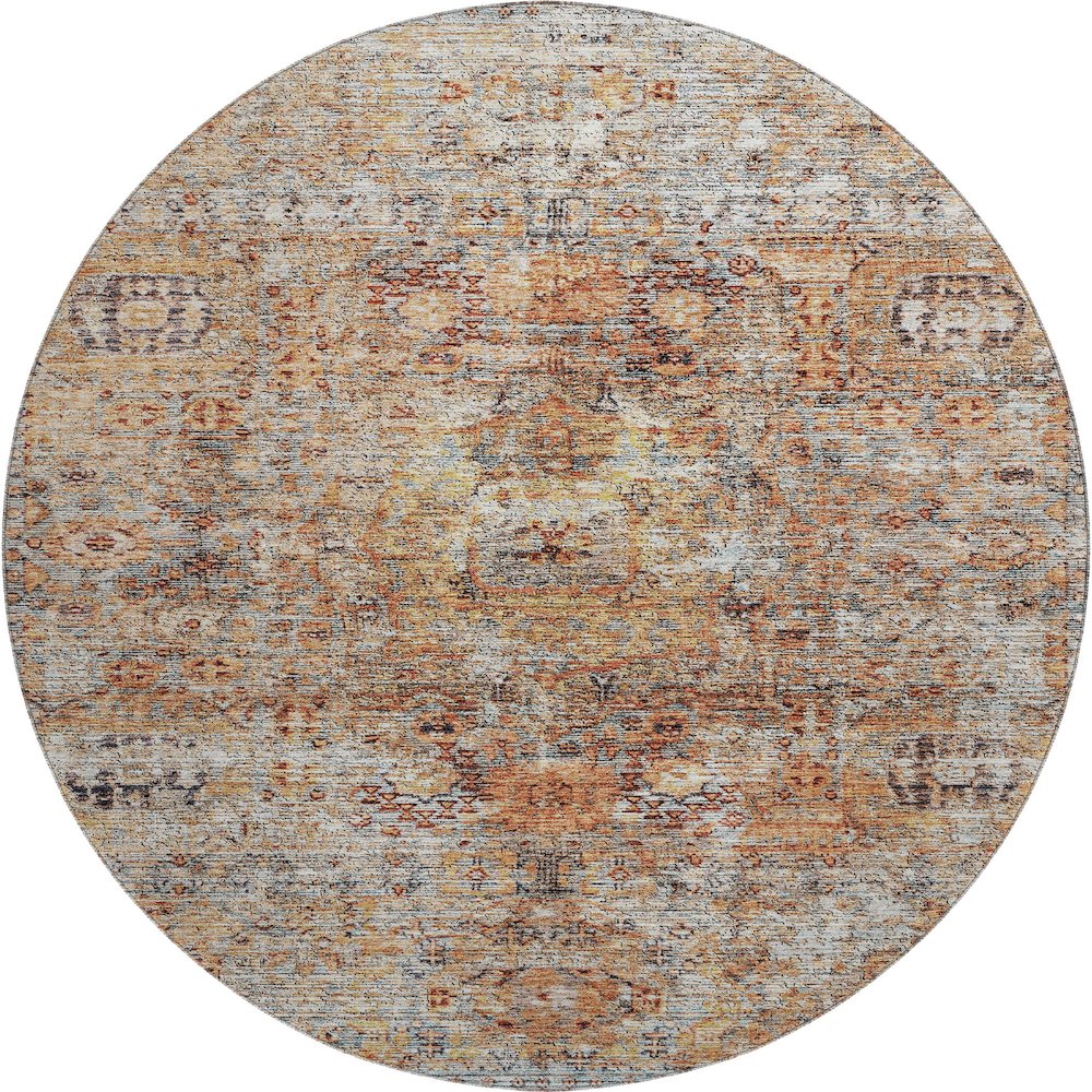 Premium Machine Washable Mayfield AMF1143 Coral 8' x 8' Round Rug. Picture 1