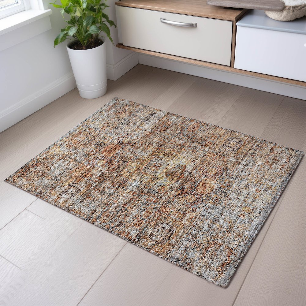 Premium Machine Washable Mayfield AMF1143 Coral 1'8" x 2'6" Rug. Picture 5