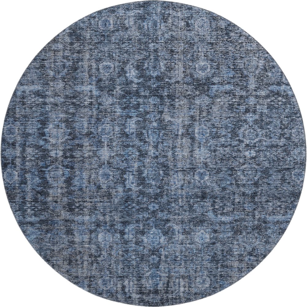 Premium Machine Washable Mayfield AMF1145 Blue 8' x 8' Round Rug. Picture 1