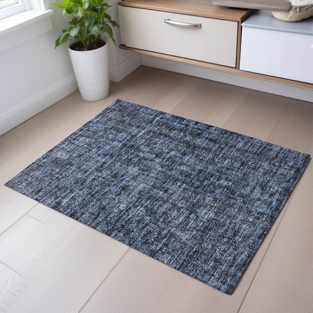 Premium Machine Washable Mayfield AMF1145 Blue 1'8" x 2'6" Rug. Picture 5