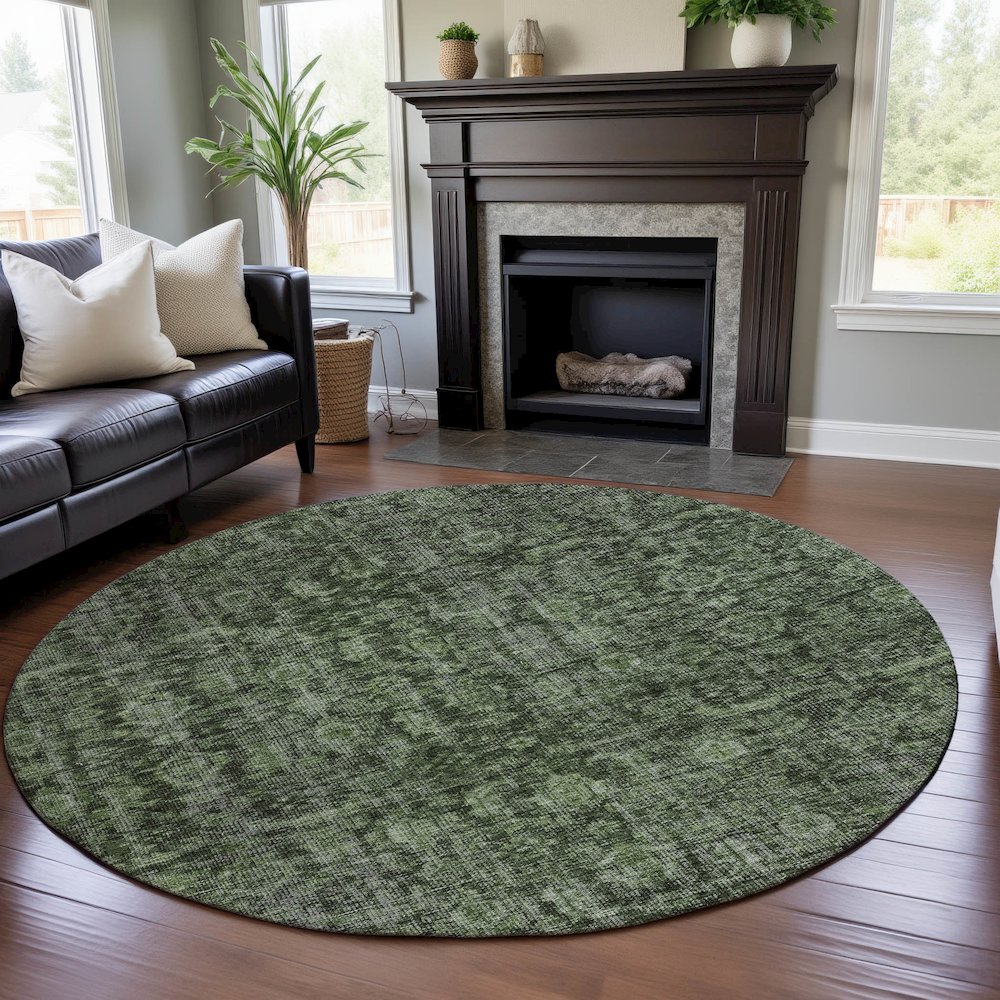 Premium Machine Washable Mayfield AMF1145 Cactus 8' x 8' Round Rug. Picture 5