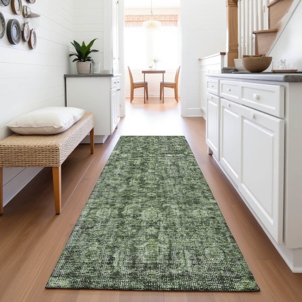 Premium Machine Washable Mayfield AMF1145 Cactus 2'3" x 7'6" Runner Rug. Picture 5
