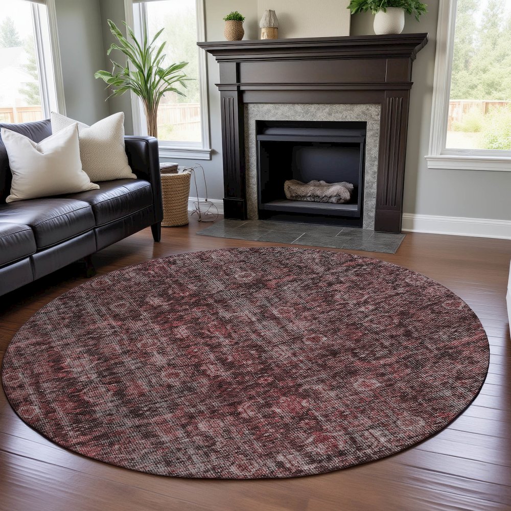 Premium Machine Washable Mayfield AMF1145 Pink 8' x 8' Round Rug. Picture 5