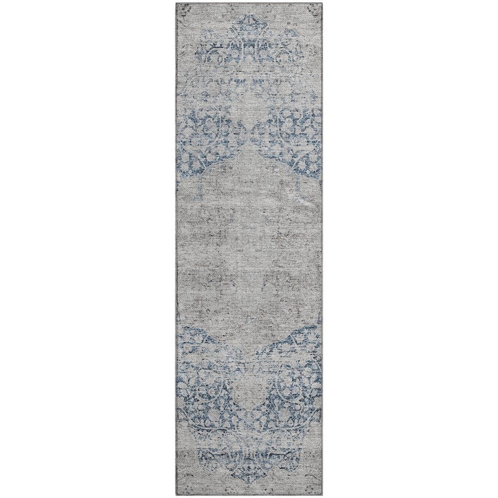 Premium Machine Washable Mayfield AMF1146 Blue 2'3" x 7'6" Runner Rug. Picture 1