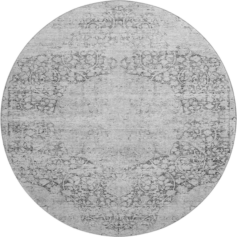Premium Machine Washable Mayfield AMF1146 Gray 8' x 8' Round Rug. Picture 1