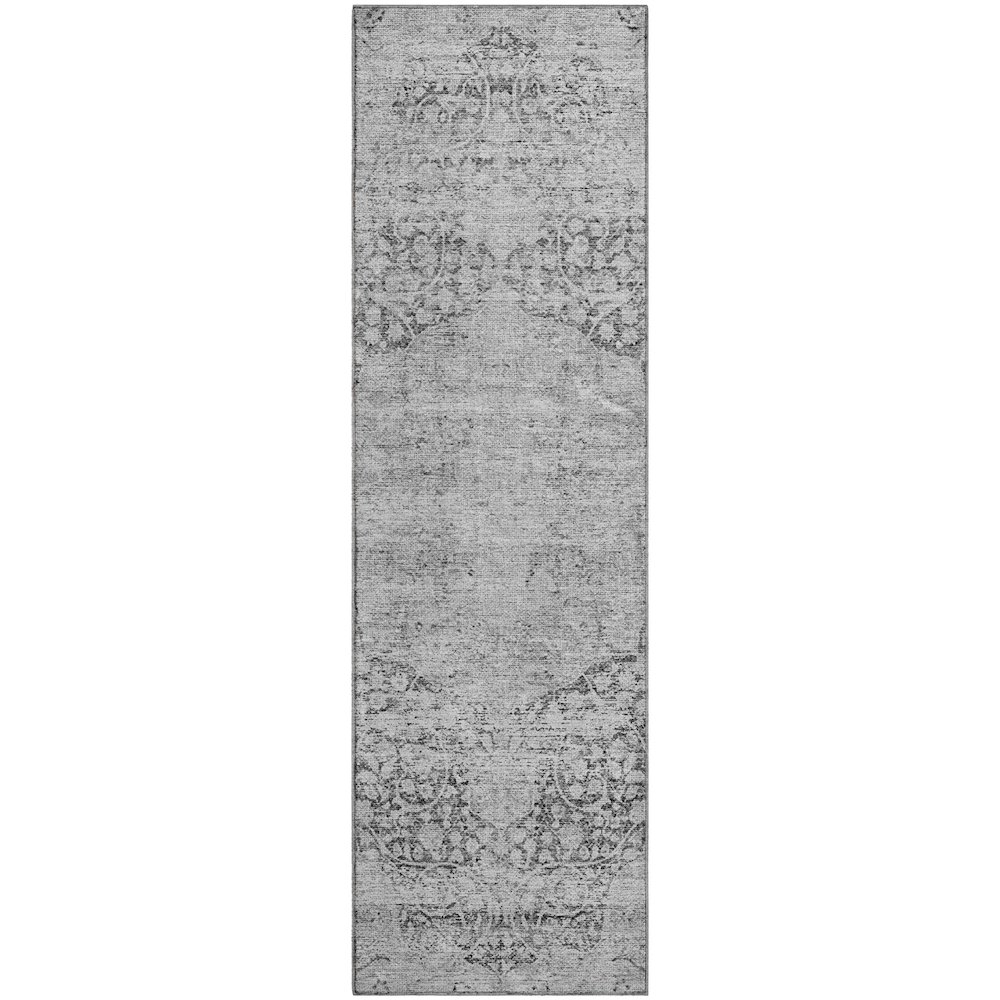 Premium Machine Washable Mayfield AMF1146 Gray 2'3" x 7'6" Runner Rug. Picture 1