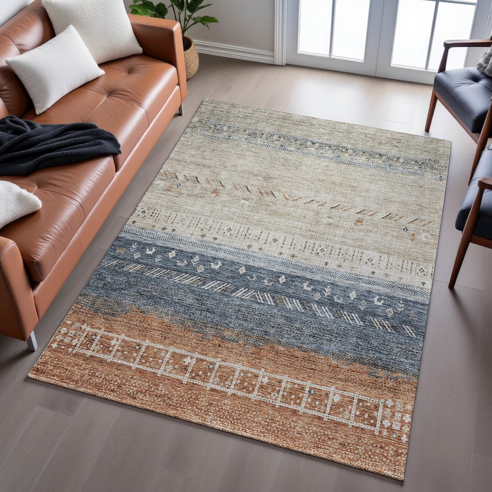 Premium Machine Washable Mayfield AMF1147 Brown 2'6" x 3'10" Rug. Picture 6