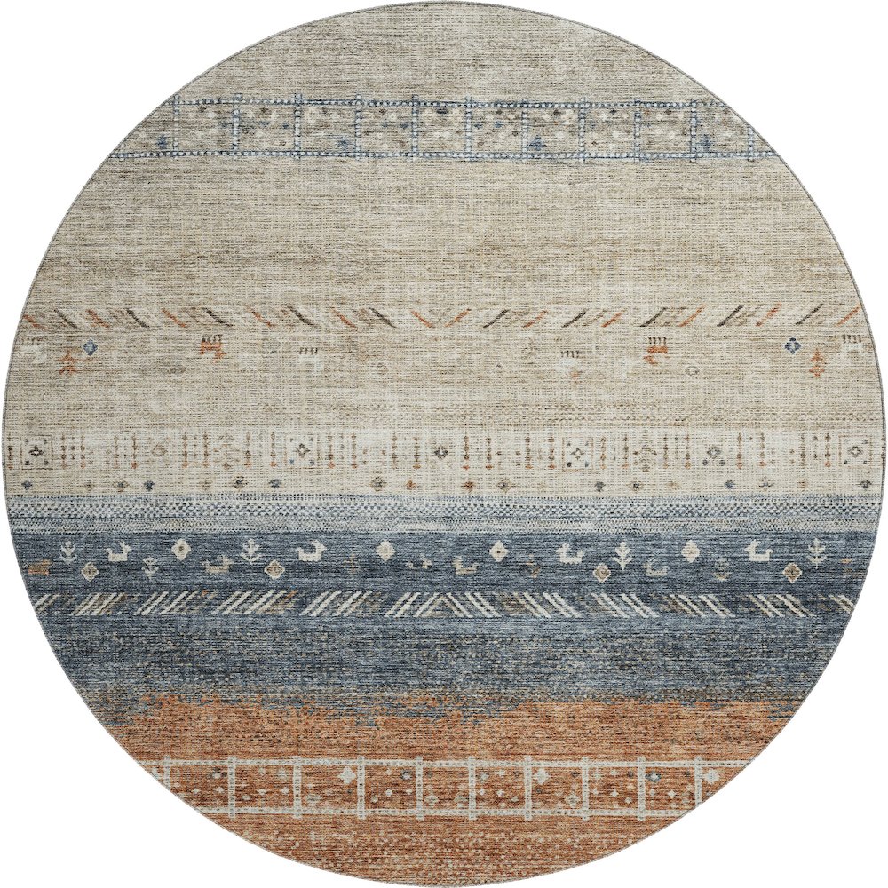 Premium Machine Washable Mayfield AMF1147 Brown 8' x 8' Round Rug. Picture 1
