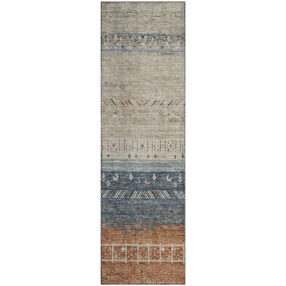 Premium Machine Washable Mayfield AMF1147 Brown 2'3" x 7'6" Runner Rug. Picture 1