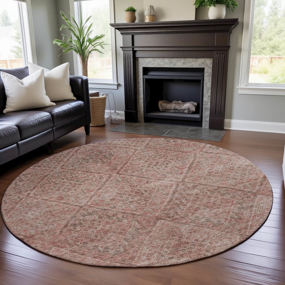 Premium Machine Washable Mayfield AMF1148 Pink 8' x 8' Round Rug. Picture 5