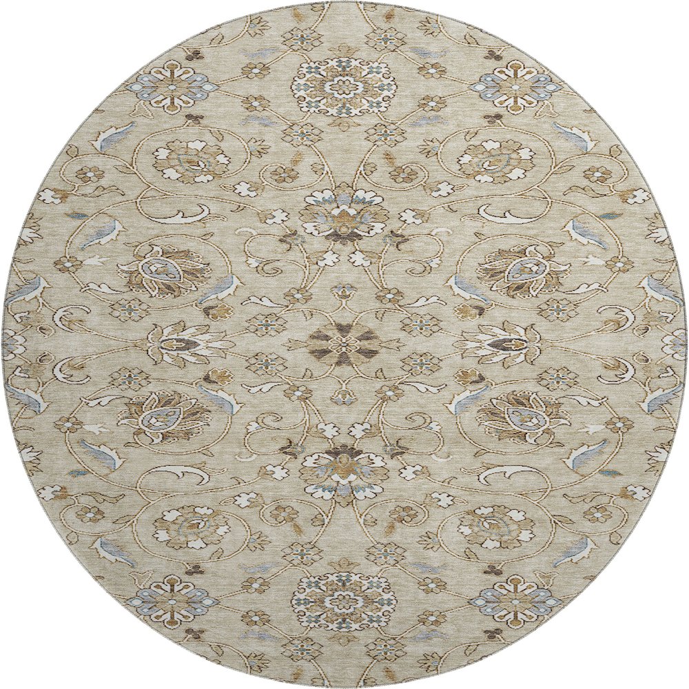 Premium Machine Washable Mayfield AMF1149 Beige 8' x 8' Round Rug. Picture 1