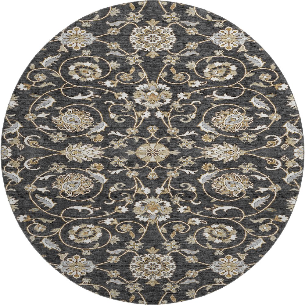 Premium Machine Washable Mayfield AMF1149 Black 8' x 8' Round Rug. Picture 1