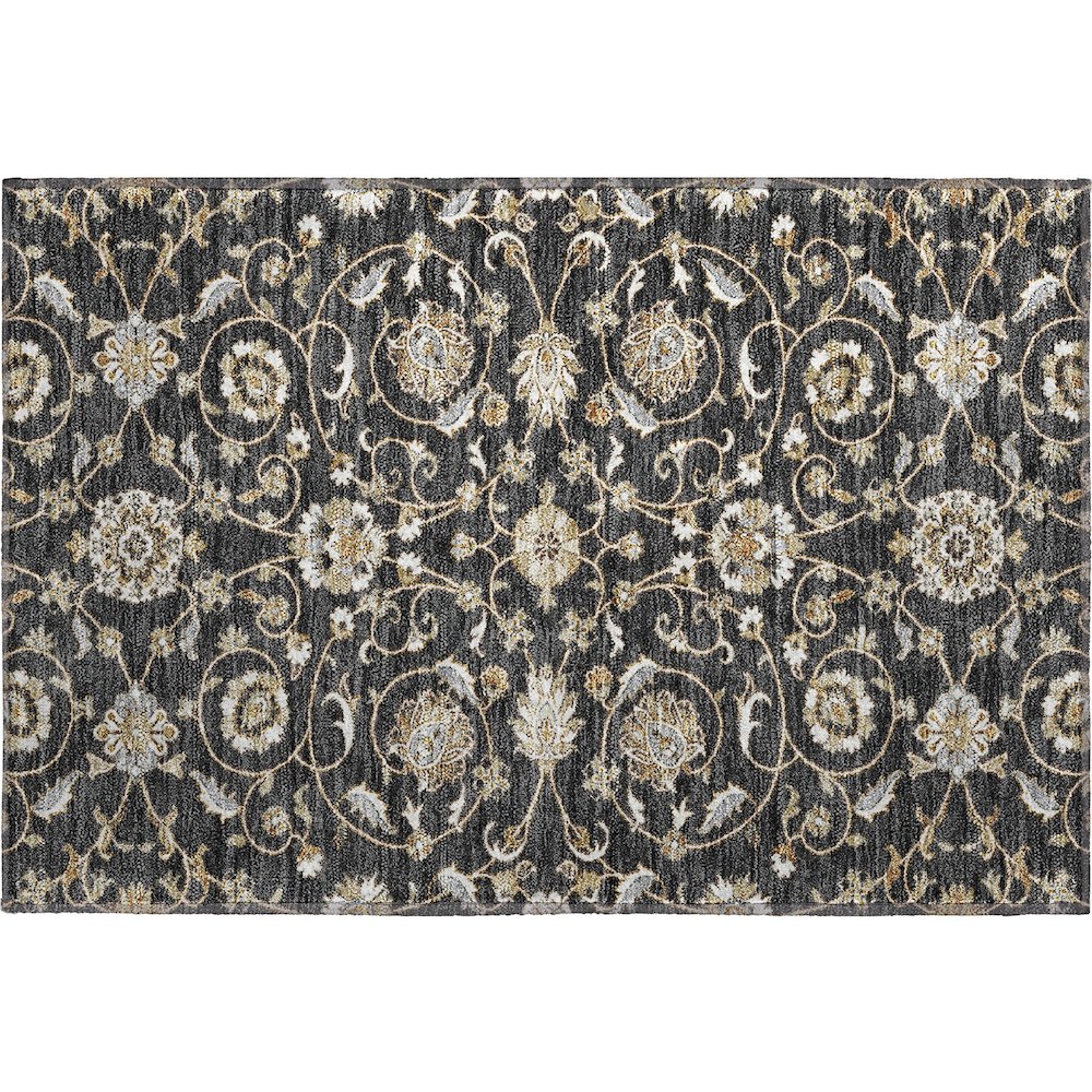 Premium Machine Washable Mayfield AMF1149 Black 1'8" x 2'6" Rug. Picture 1
