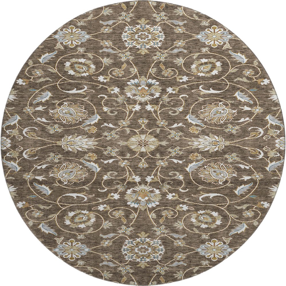 Premium Machine Washable Mayfield AMF1149 Chocolate 8' x 8' Round Rug. Picture 1