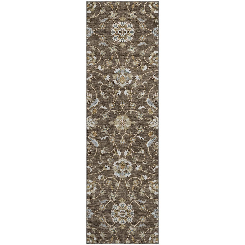 Premium Machine Washable Mayfield AMF1149 Chocolate 2'3" x 7'6" Runner Rug. Picture 1