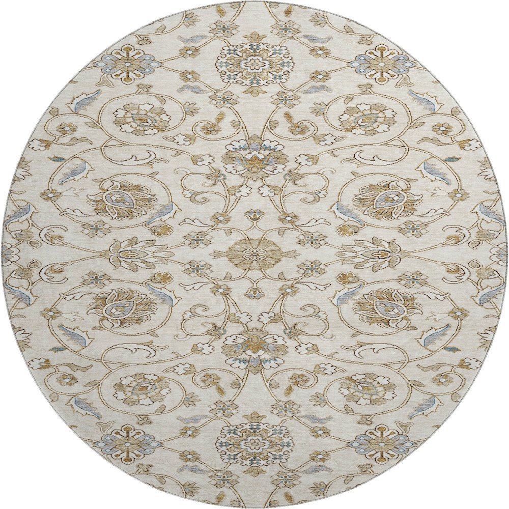 Premium Machine Washable Mayfield AMF1149 Ivory 8' x 8' Round Rug. Picture 1