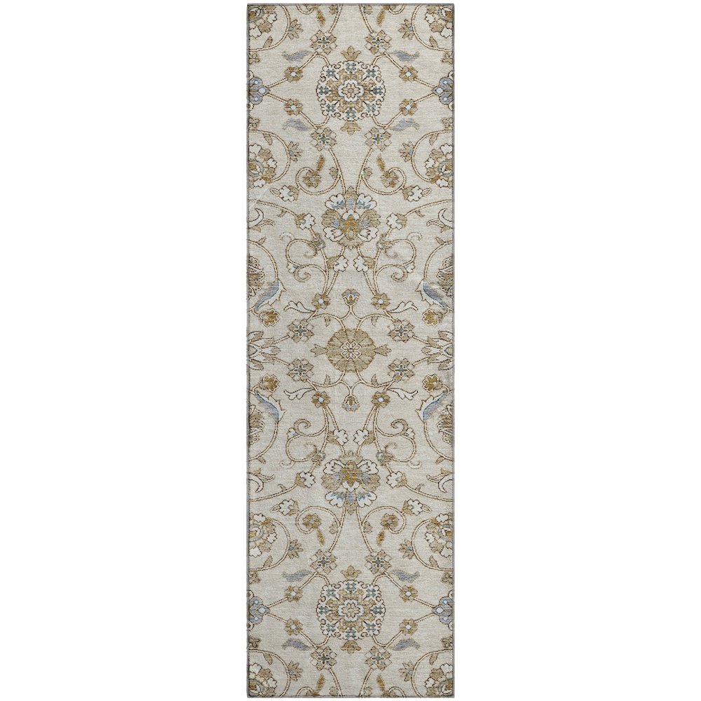 Premium Machine Washable Mayfield AMF1149 Ivory 2'3" x 7'6" Runner Rug. Picture 1