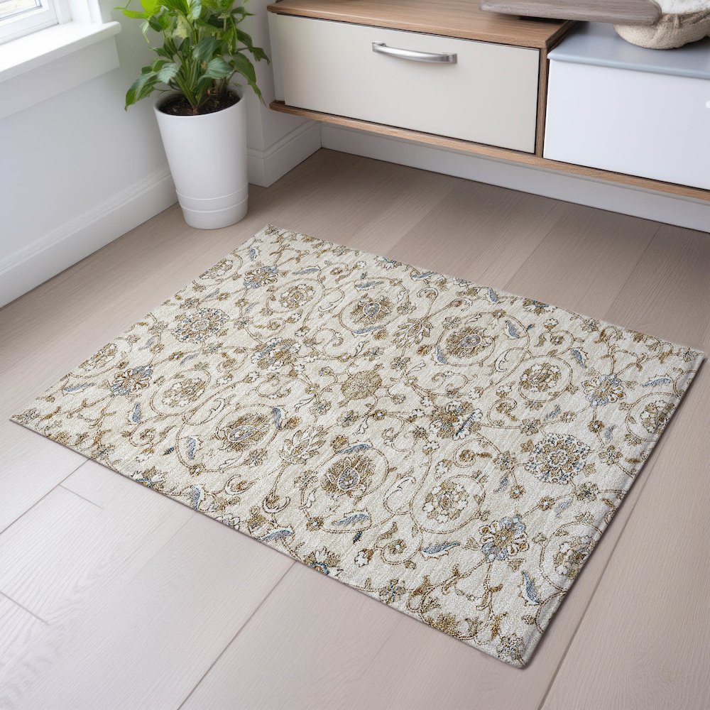Premium Machine Washable Mayfield AMF1149 Ivory 1'8" x 2'6" Rug. Picture 5
