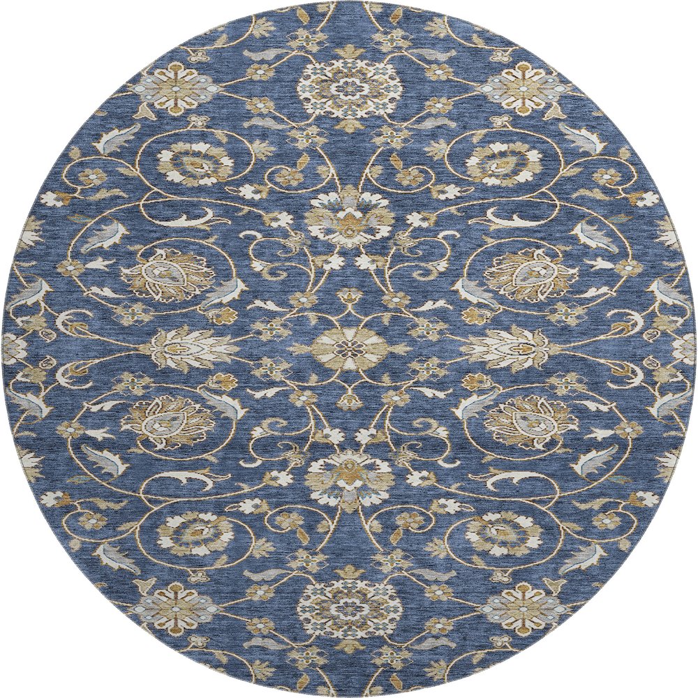 Premium Machine Washable Mayfield AMF1149 Navy 8' x 8' Round Rug. Picture 1