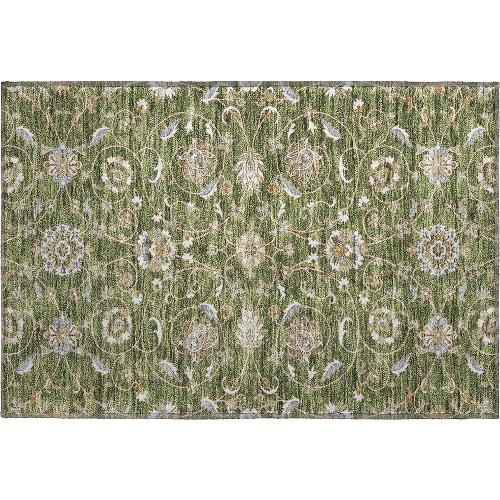 Premium Machine Washable Mayfield AMF1149 Olive 1'8" x 2'6" Rug. Picture 1