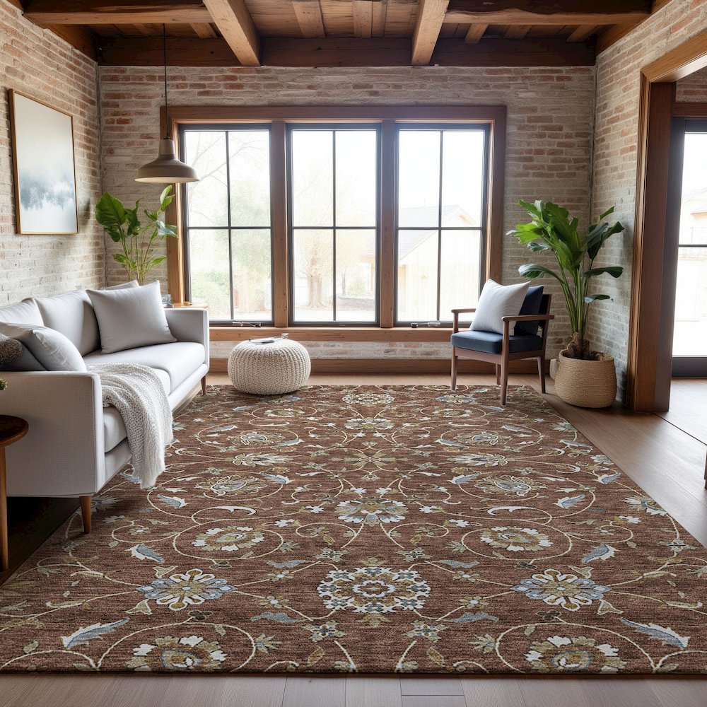 Premium Machine Washable Mayfield AMF1149 Paprika 2'6" x 3'10" Rug. Picture 5