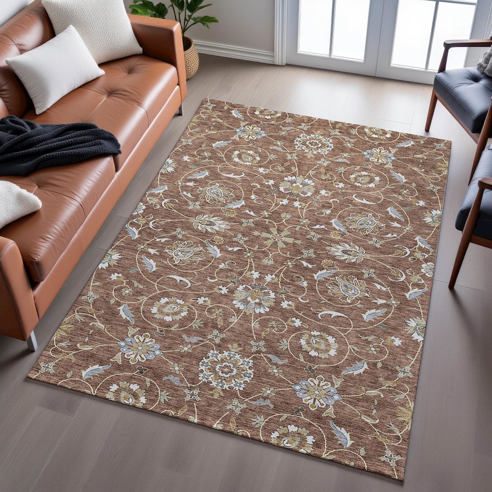 Premium Machine Washable Mayfield AMF1149 Paprika 2'6" x 3'10" Rug. Picture 6