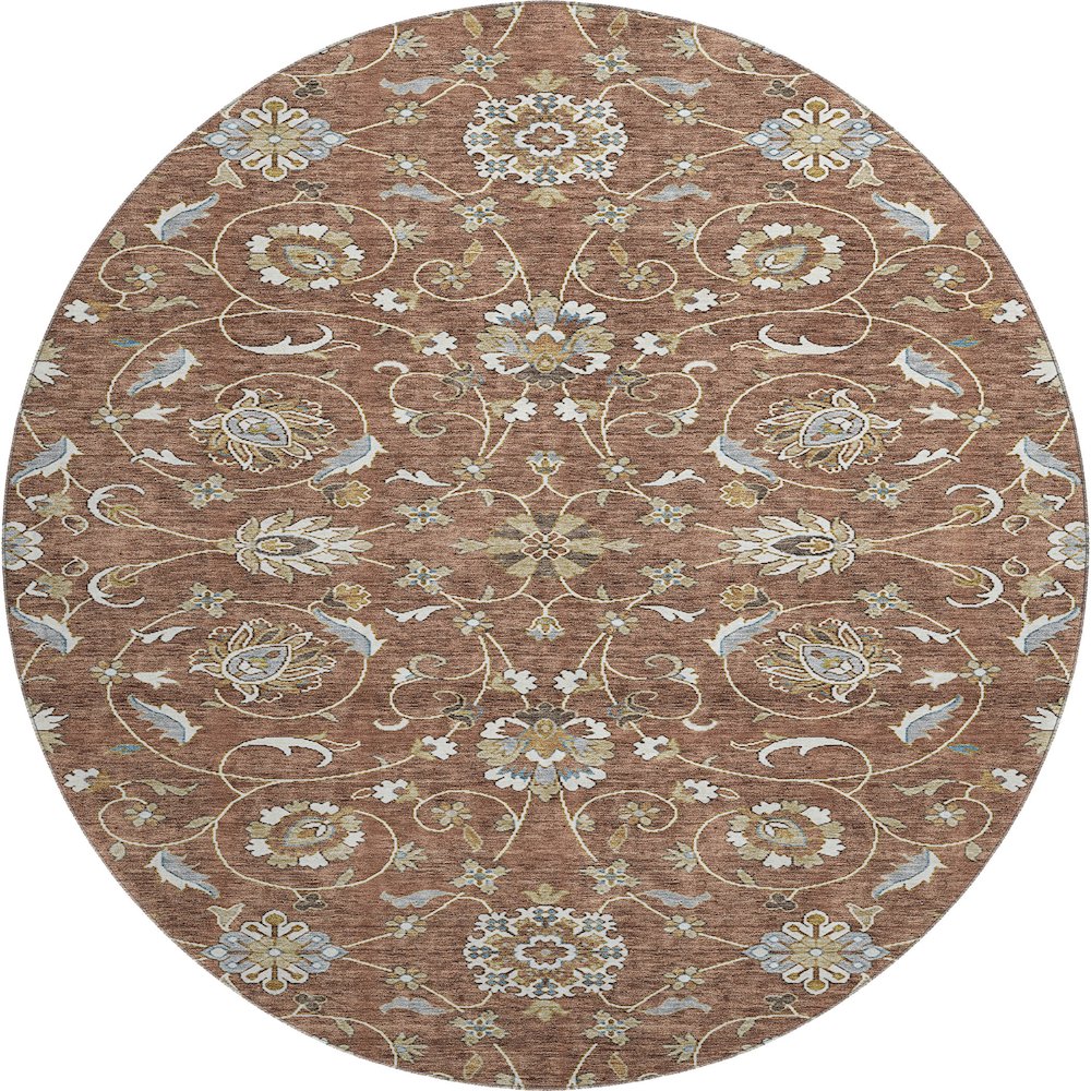 Premium Machine Washable Mayfield AMF1149 Paprika 8' x 8' Round Rug. Picture 1