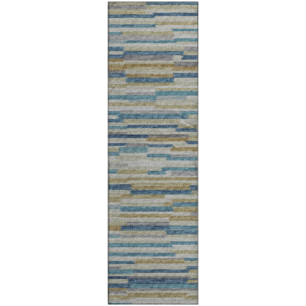 Premium Machine Washable Mayfield  Blue 2'3" x 7'6" Runner Rug. Picture 1