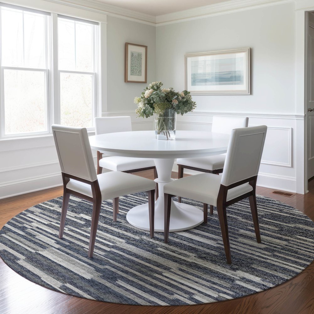 Premium Machine Washable Mayfield  Gray 8' x 8' Round Rug. Picture 5