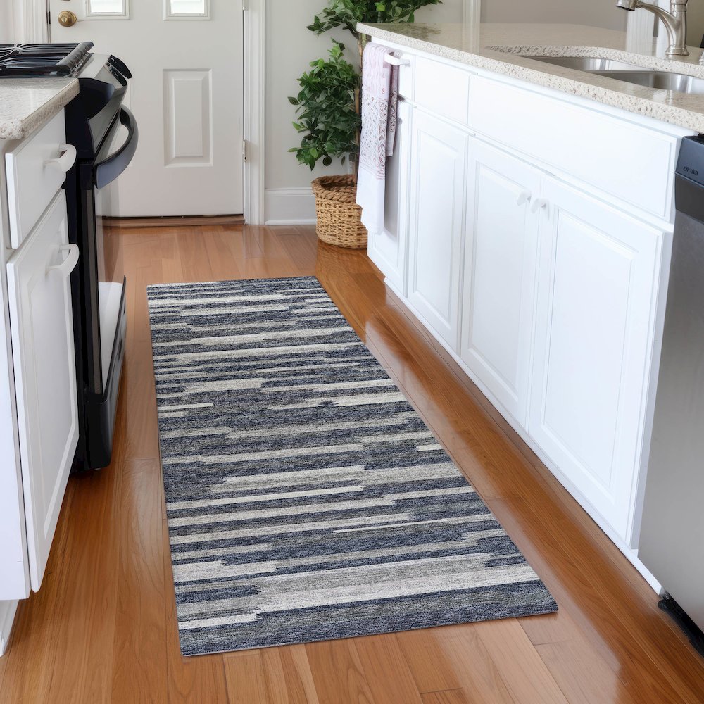 Premium Machine Washable Mayfield  Gray 2'3" x 7'6" Runner Rug. Picture 5