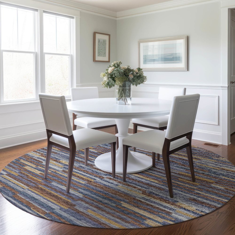 Premium Machine Washable Mayfield  Landscape 8' x 8' Round Rug. Picture 5