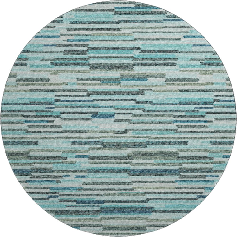 Premium Machine Washable Mayfield  Turquoise 8' x 8' Round Rug. Picture 1