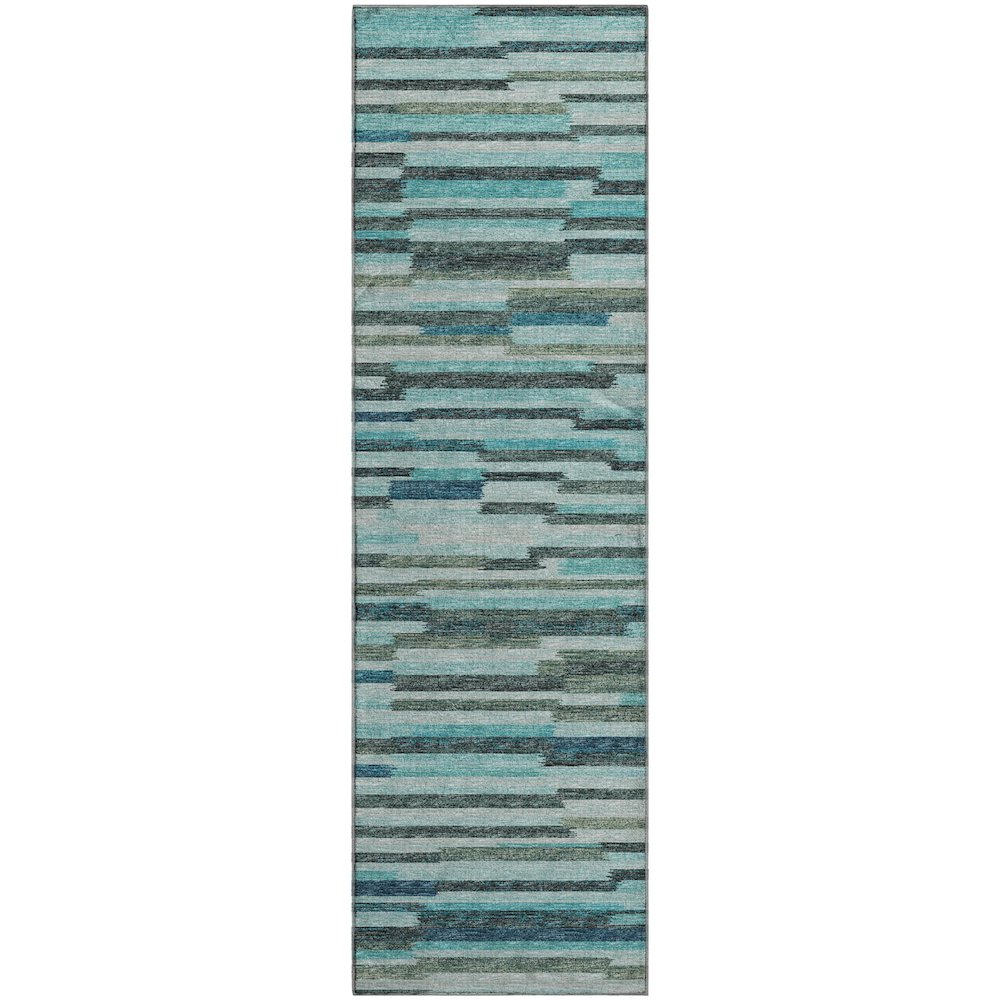 Premium Machine Washable Mayfield  Turquoise 2'3" x 7'6" Runner Rug. Picture 1