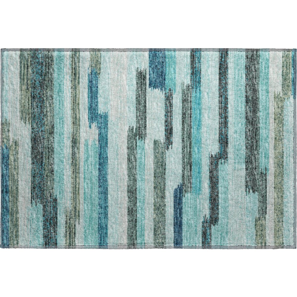 Premium Machine Washable Mayfield  Turquoise 1'8" x 2'6" Rug. Picture 1