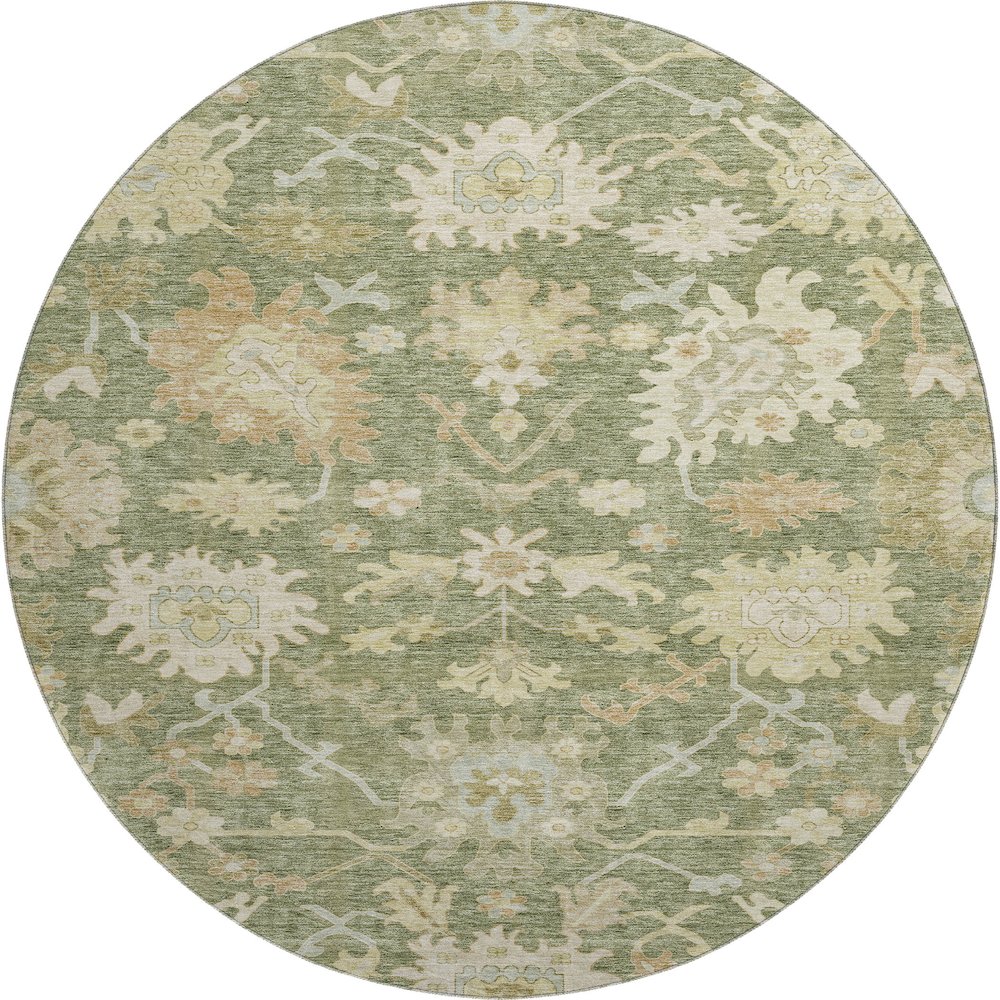 Premium Machine Washable Mayfield AMF1150 Aloe 8' x 8' Round Rug. Picture 1