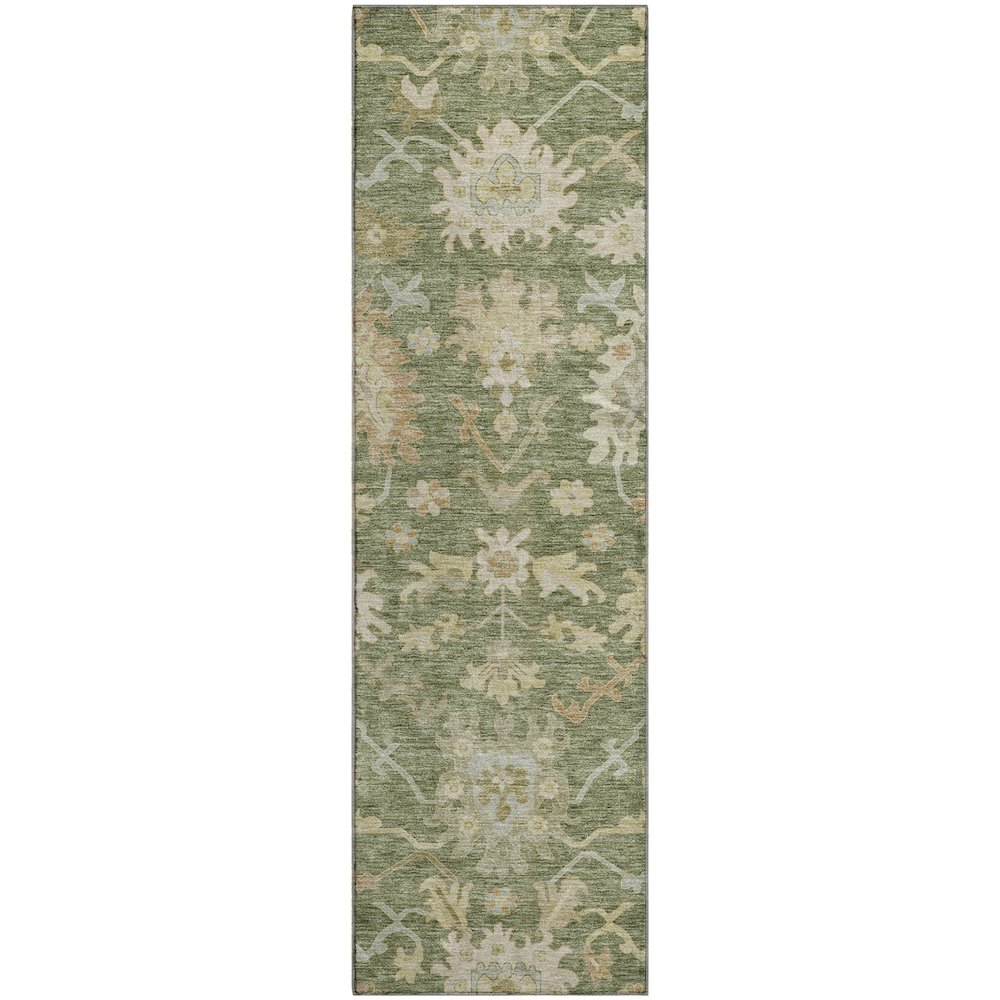Premium Machine Washable Mayfield AMF1150 Aloe 2'3" x 7'6" Runner Rug. Picture 1