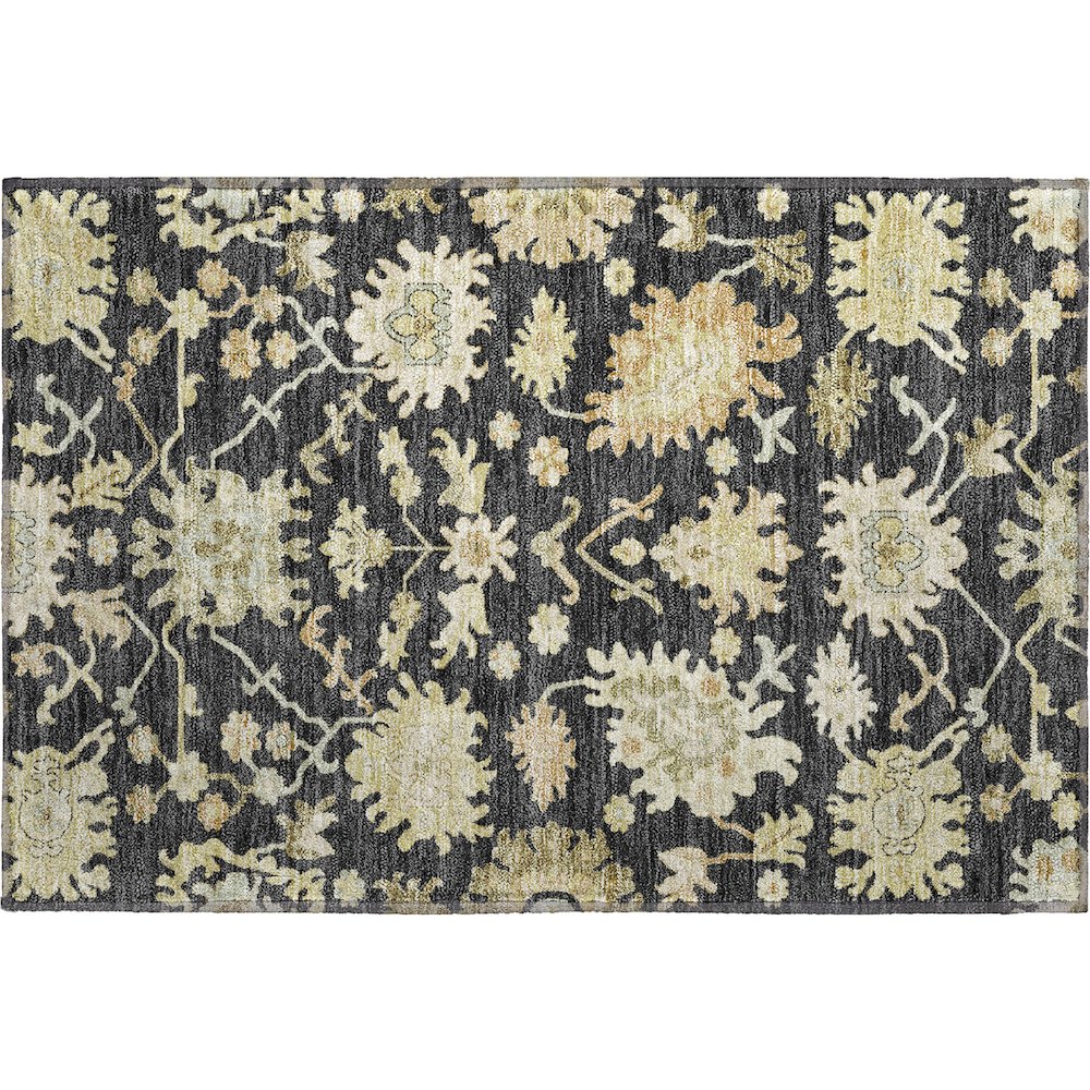 Premium Machine Washable Mayfield AMF1150 Black 1'8" x 2'6" Rug. Picture 1