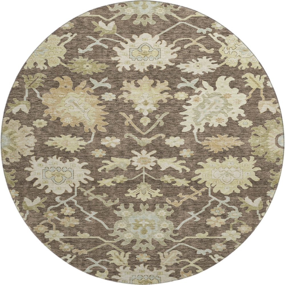 Premium Machine Washable Mayfield AMF1150 Chocolate 8' x 8' Round Rug. Picture 1