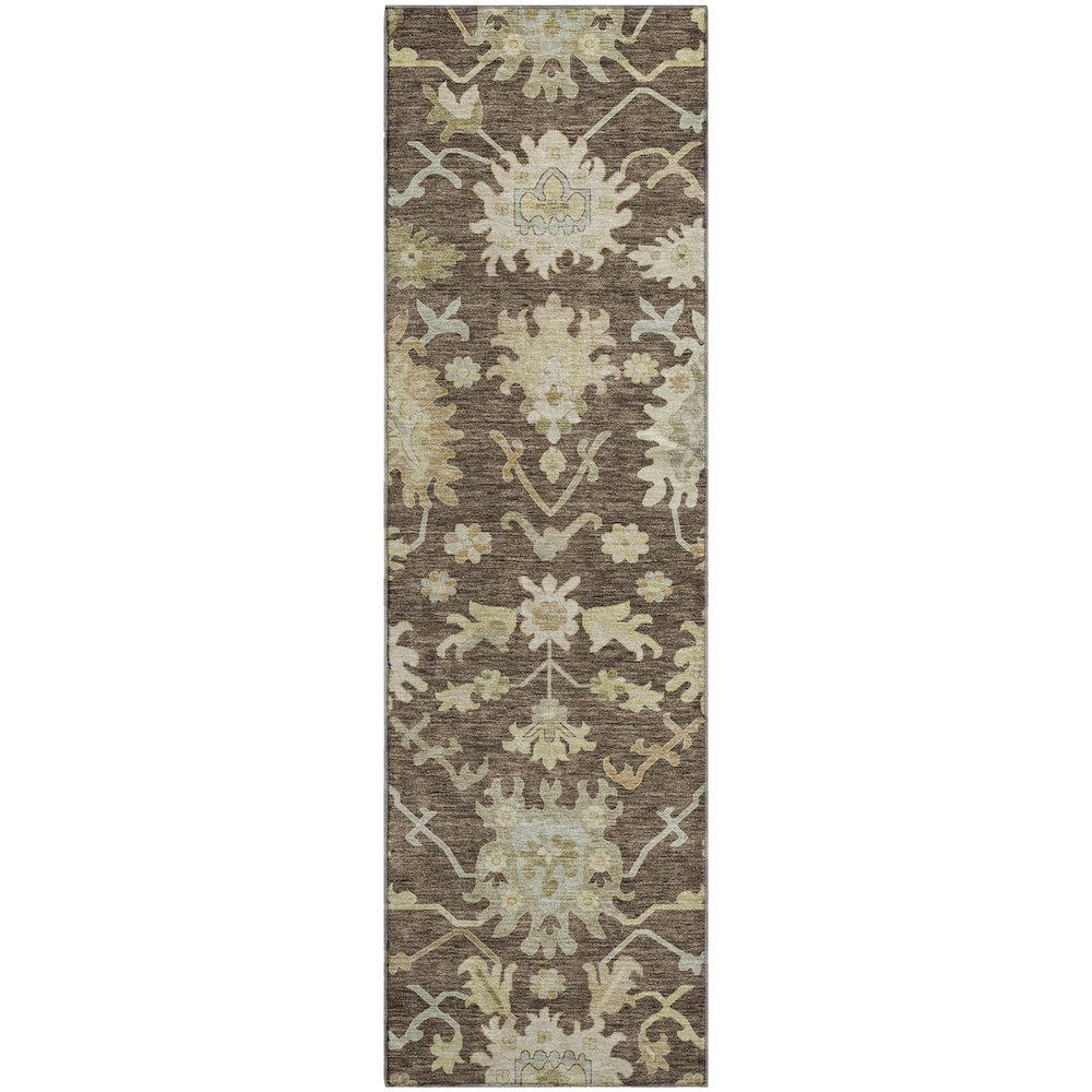 Premium Machine Washable Mayfield AMF1150 Chocolate 2'3" x 7'6" Runner Rug. Picture 1